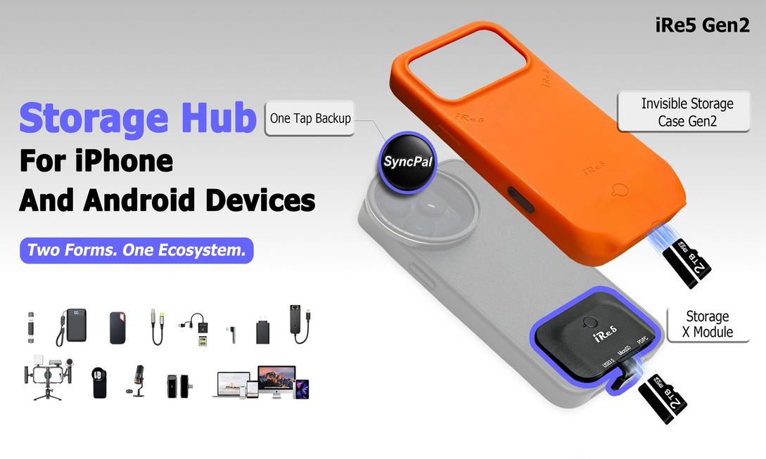 iRe5 Gen 2：iPhone磁吸雙形態儲存集線器，1TB擴充無限ProRes 4K拍攝！