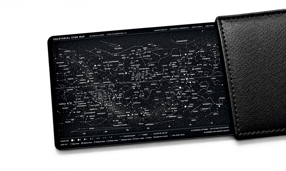 錢包星空卡：Equatorial Star Map收錄1488星與88星座